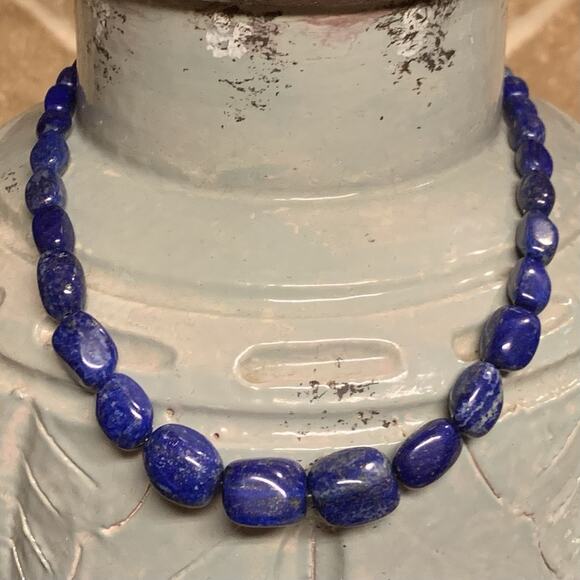 Jay King Necklace Sterling Silver & Lapis Lazuli Graduating Oblong Beaded - Picture 5 of 9